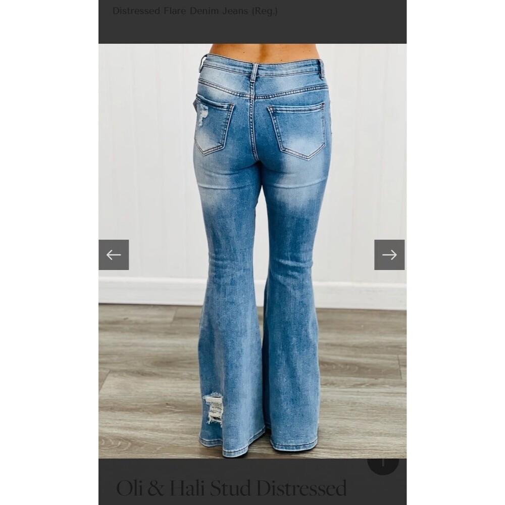 OLI & HALI JEANS leopard distressed flare jeans OLI and HALI OH Jeans OLI HALI S - Picture 2 of 7